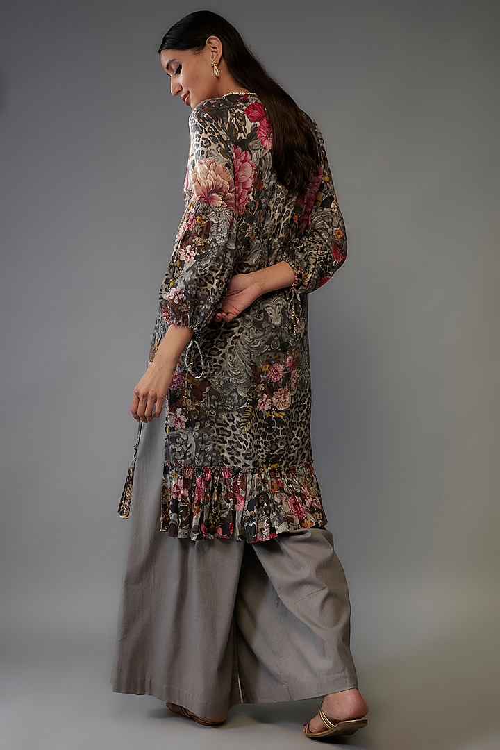 Multi-Colored Mulmul Floral Printed Tunic Set by Rocky Star at Pernia's Pop Up Shop
