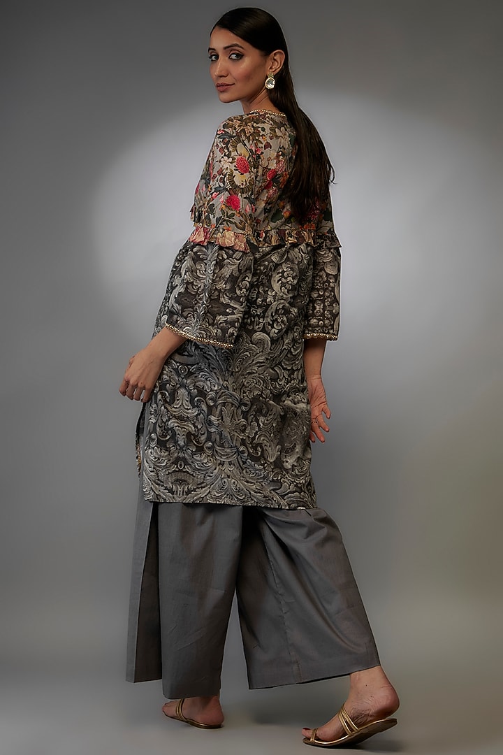 Multi-Colored Mulmul Floral Printed Tunic Set by Rocky Star at Pernia's Pop Up Shop