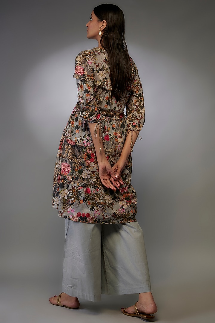 Multi-Colored Mulmul Floral Printed Tunic Set by Rocky Star at Pernia's Pop Up Shop