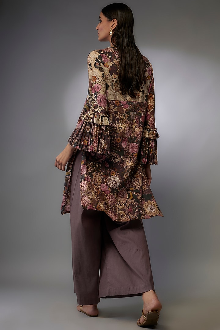 Multi-Colored Mulmul Floral Printed Tunic Set by Rocky Star at Pernia's Pop Up Shop