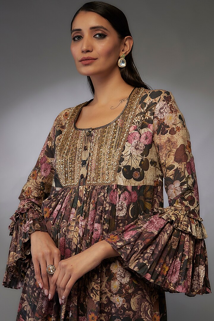 Multi-Colored Mulmul Floral Printed Tunic Set by Rocky Star at Pernia's Pop Up Shop