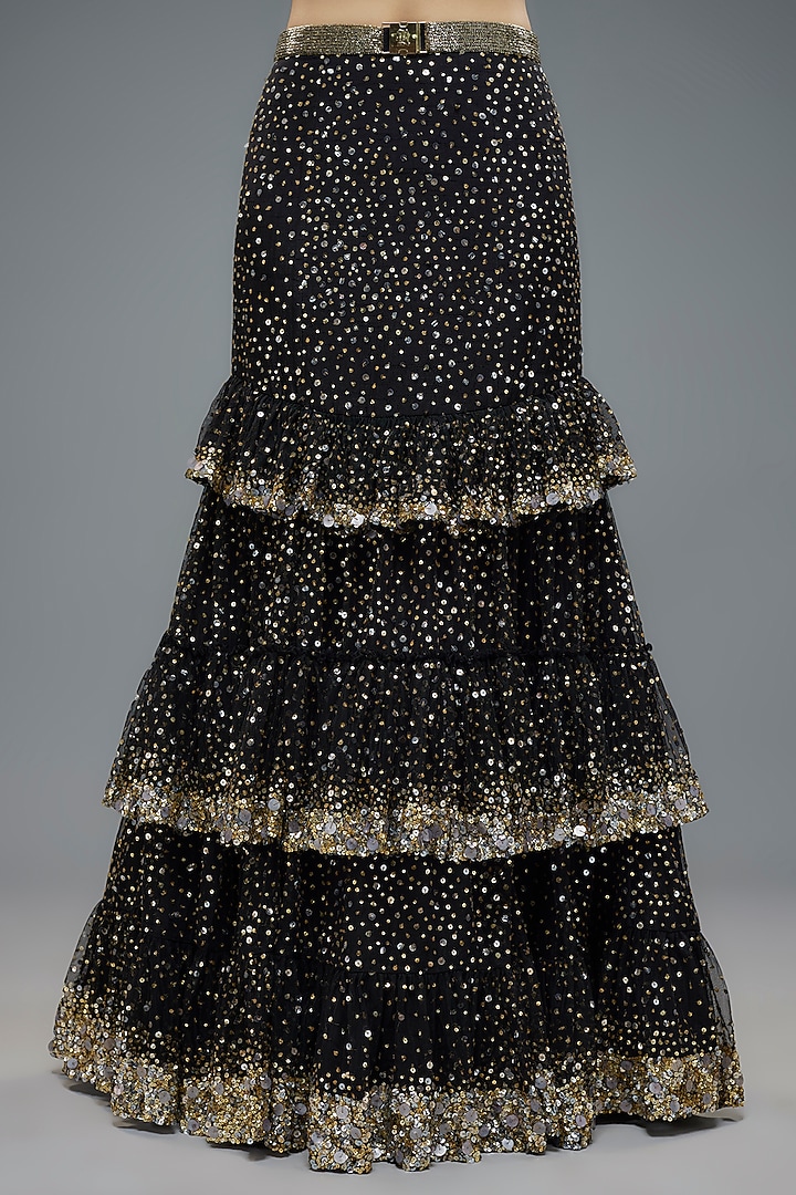 Black Net Sequins Embroidered Mermaid Wedding Lehenga Set by Rocky Star at Pernia's Pop Up Shop