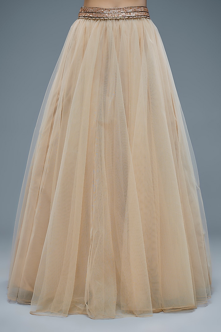 Beige Net Wedding Lehenga Set by Rocky Star at Pernia's Pop Up Shop