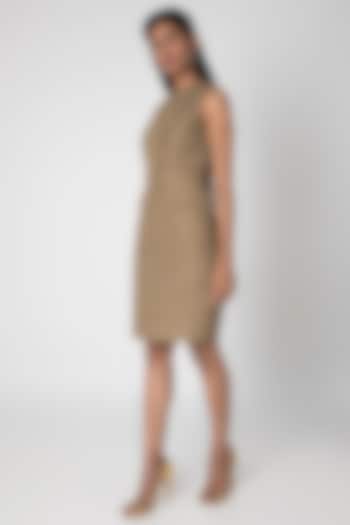 Beige & Antique Gold Cocktail Dress by Rocky Star at Pernia's Pop Up Shop