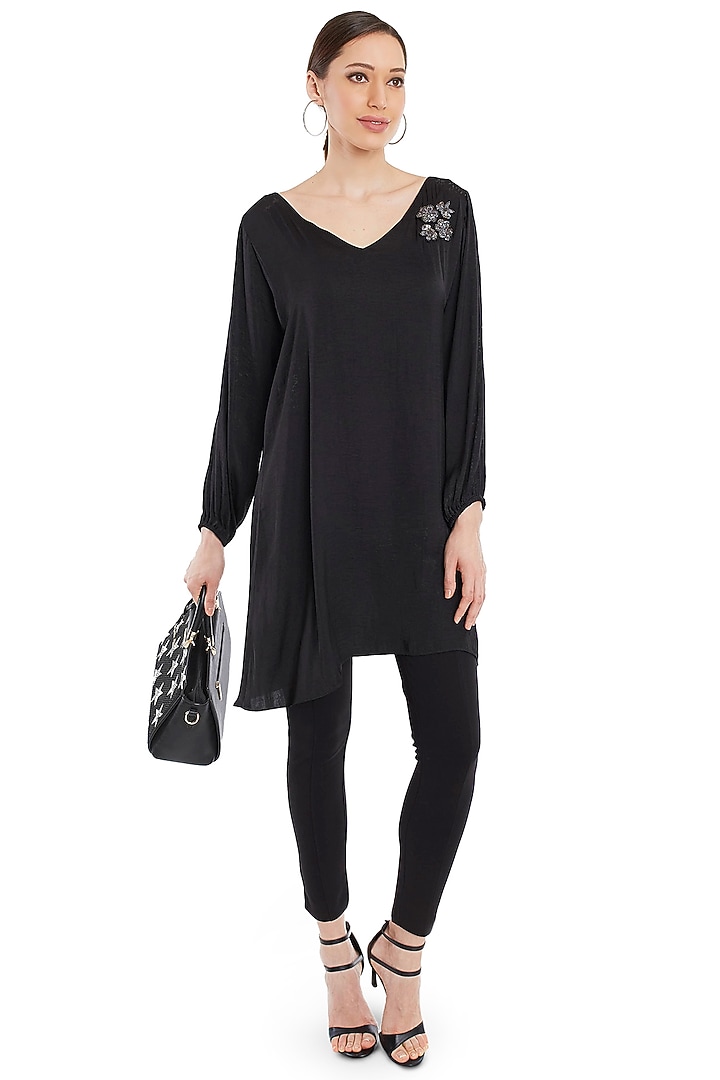 Black Tunic With Broach Detailing by Rocky Star at Pernia's Pop Up Shop