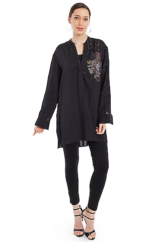 Black Tunic With Crystal Detailing by Rocky Star