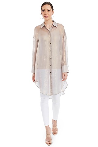 Ivory & Gold Polyester Shirt by Rocky Star