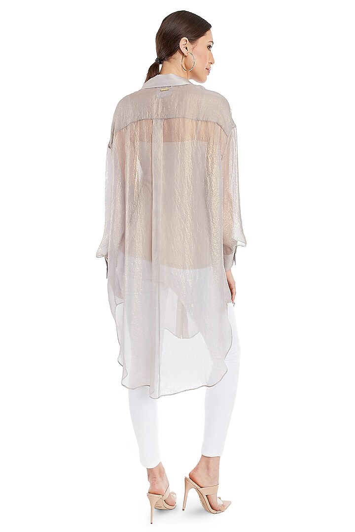Ivory & Gold Polyester Shirt by Rocky Star at Pernia's Pop Up Shop