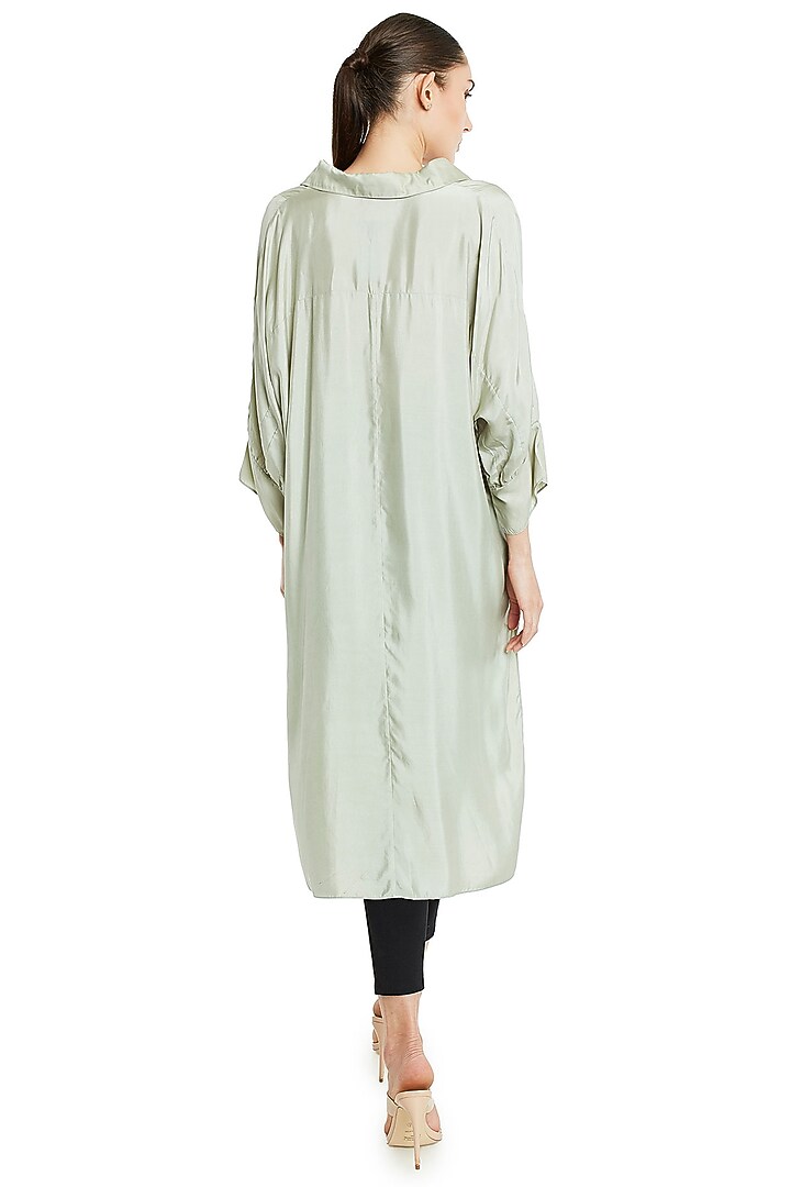 Silver Polyester Crepe Tunic Top by Rocky Star at Pernia's Pop Up Shop