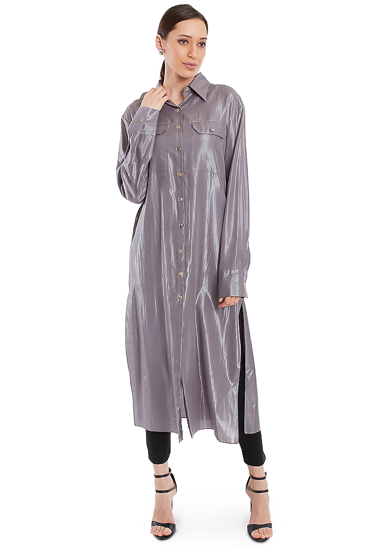 Metallic Grey Tunic Shirt by Rocky Star at Pernia's Pop Up Shop