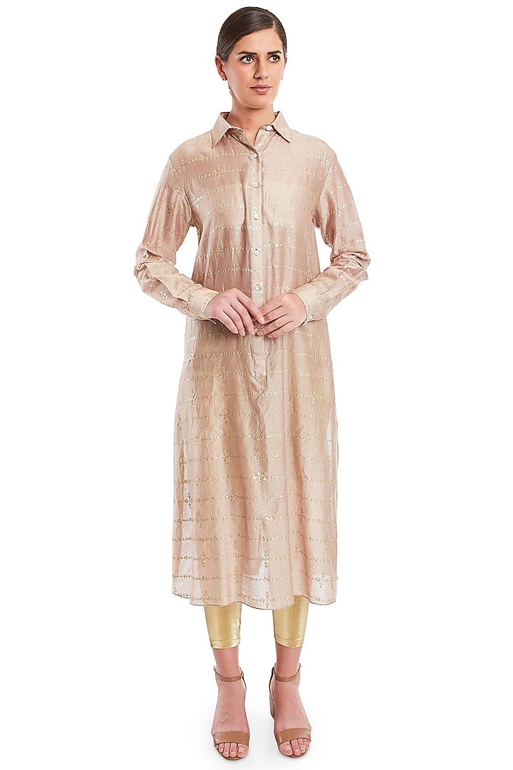 Beige Embroidered Tunic by Rocky Star at Pernia's Pop Up Shop