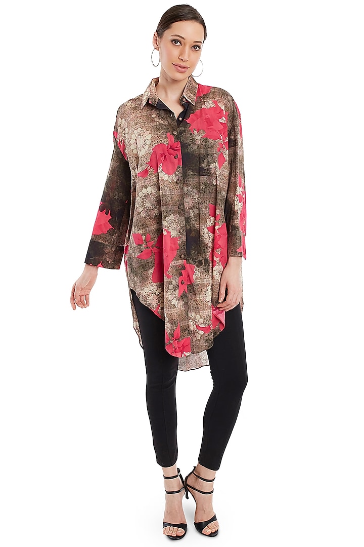 Multi Colored Printed Tunic Shirt by Rocky Star