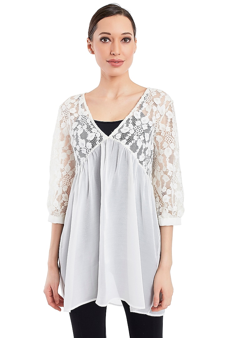 Ivory Lace Tunic Dress by Rocky Star