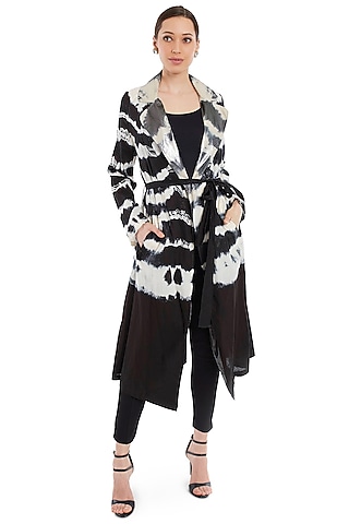 Black & Ivory Tie-Dye Jacket by Rocky Star