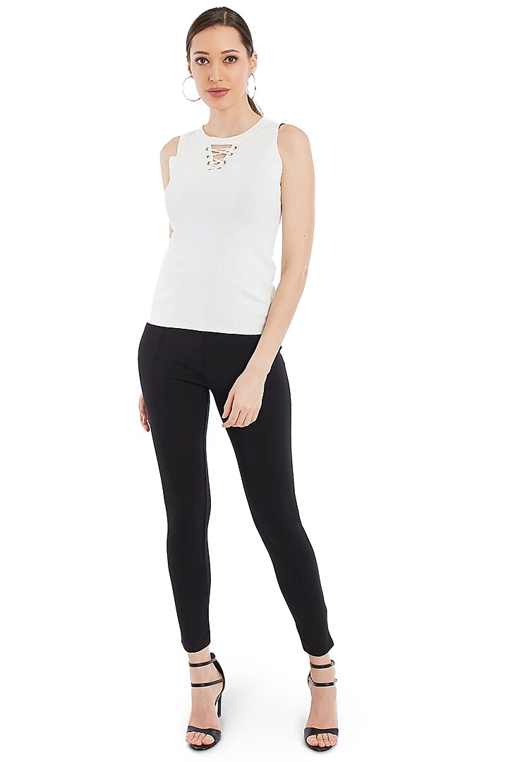 White Sleeveless Knitted Top by Rocky Star at Pernia's Pop Up Shop