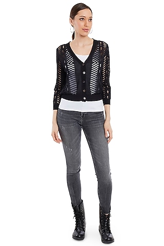 Black Button Down Cardigan by Rocky Star