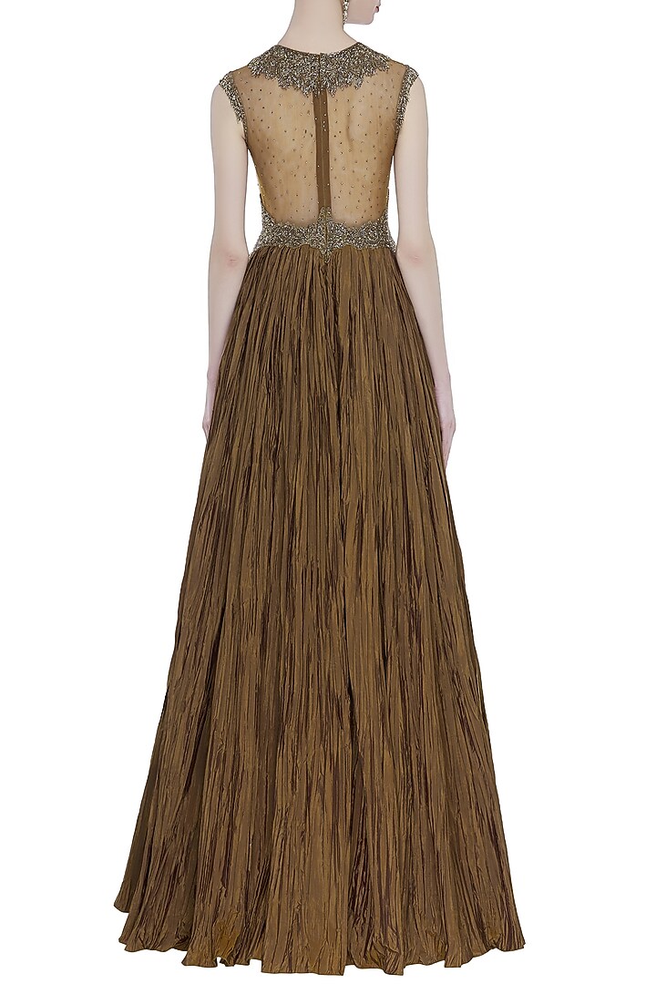 Golden Yellow Hand Embroidered Sleeveless Wedding Gown by Rocky Star at Pernia's Pop Up Shop