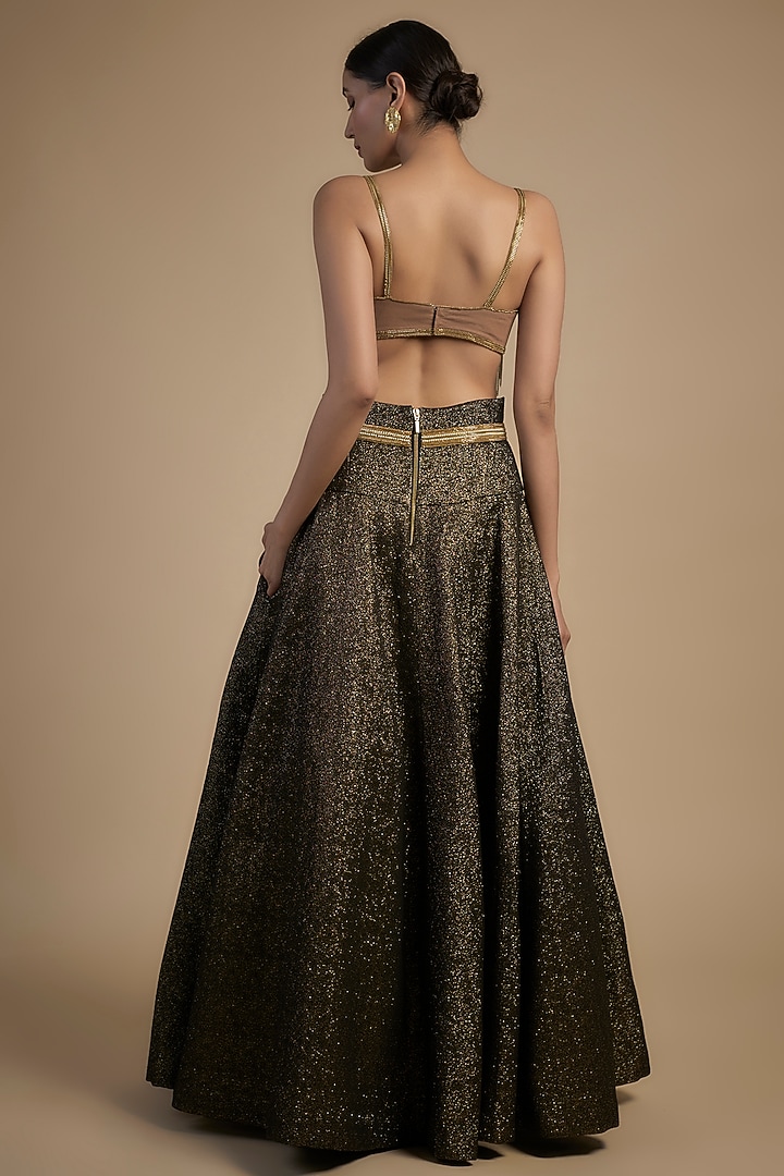 Gold Skin Net & Poly Lurex Embroidered Wedding Lehenga Set by Rocky Star at Pernia's Pop Up Shop