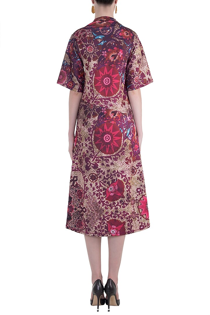 Red printed midi dress available only at Pernia's Pop Up Shop.