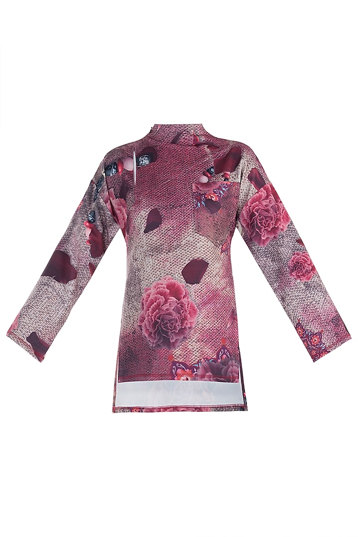 Pink Printed Full Sleeves Top by Rocky Star
