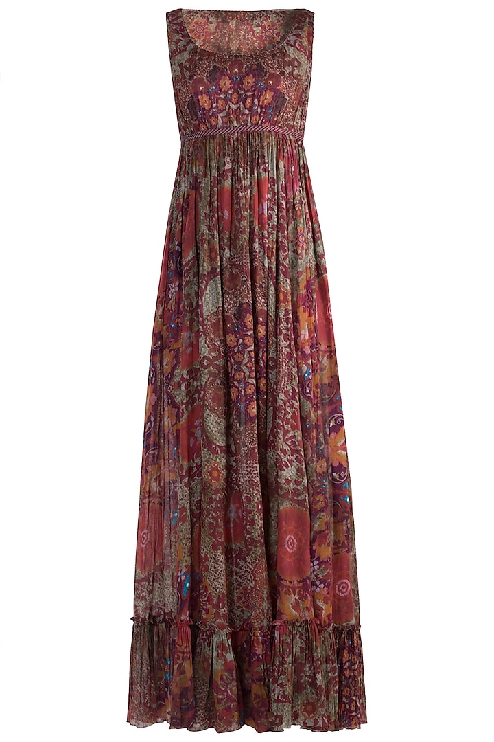 Red Printed Maxi Dress by Rocky Star