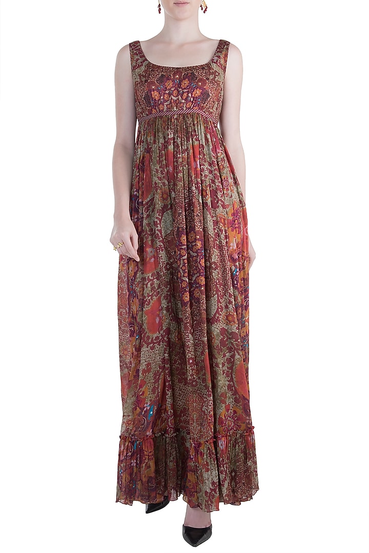Red printed maxi dress available only at Pernia's Pop Up Shop.
