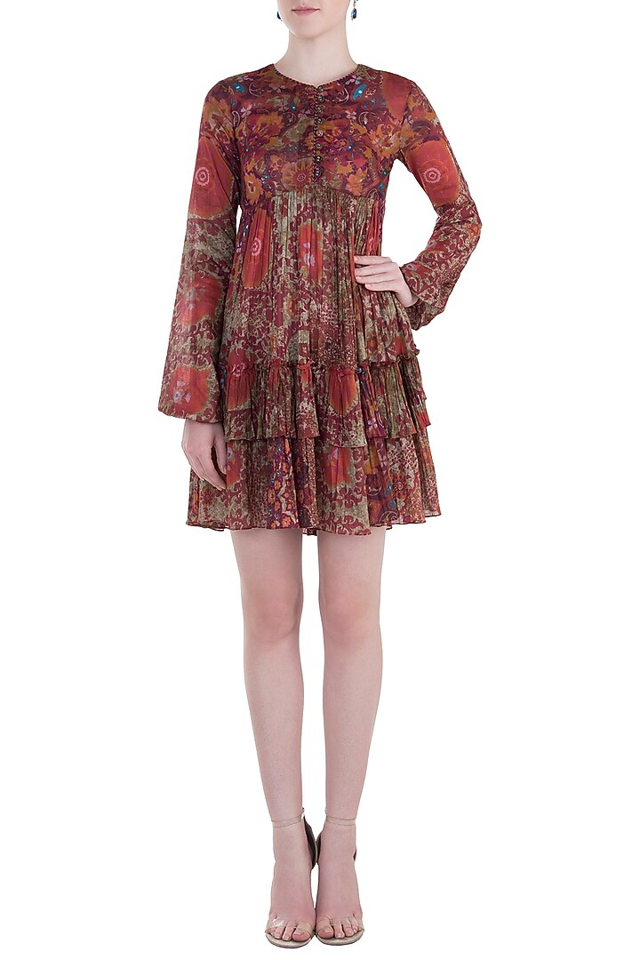Red printed full sleeves dress available only at Pernia's Pop Up Shop.