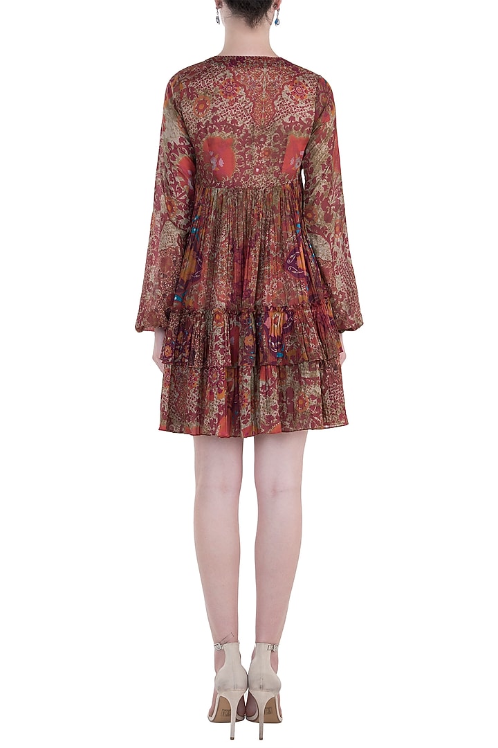 Red printed full sleeves dress available only at Pernia's Pop Up Shop.