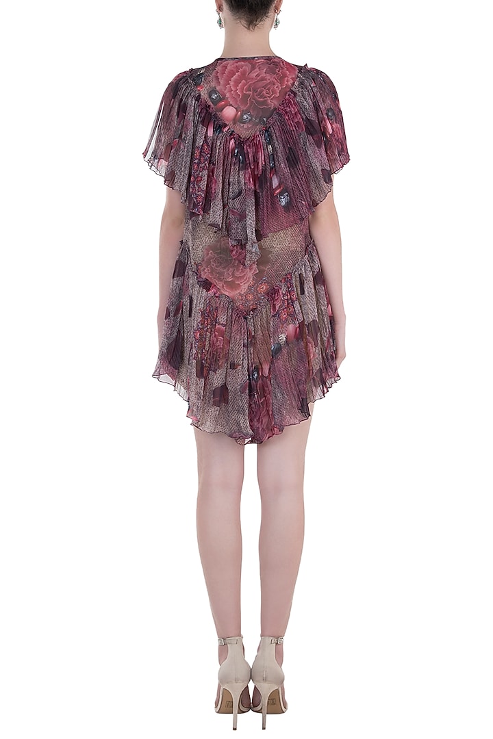 Purple gathered printed dress available only at Pernia's Pop Up Shop.