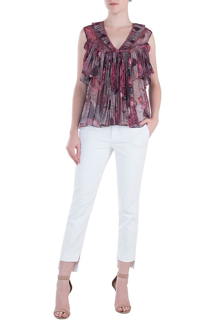 Purple flared printed top available only at Pernia's Pop Up Shop.