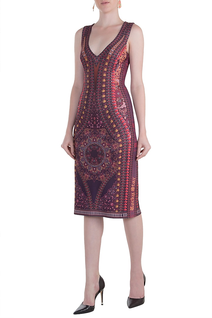 Purple printed sleeveless dress available only at Pernia's Pop Up Shop.