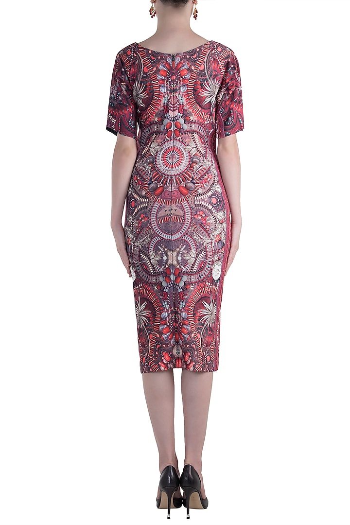Purple printed midi dress available only at Pernia's Pop Up Shop.