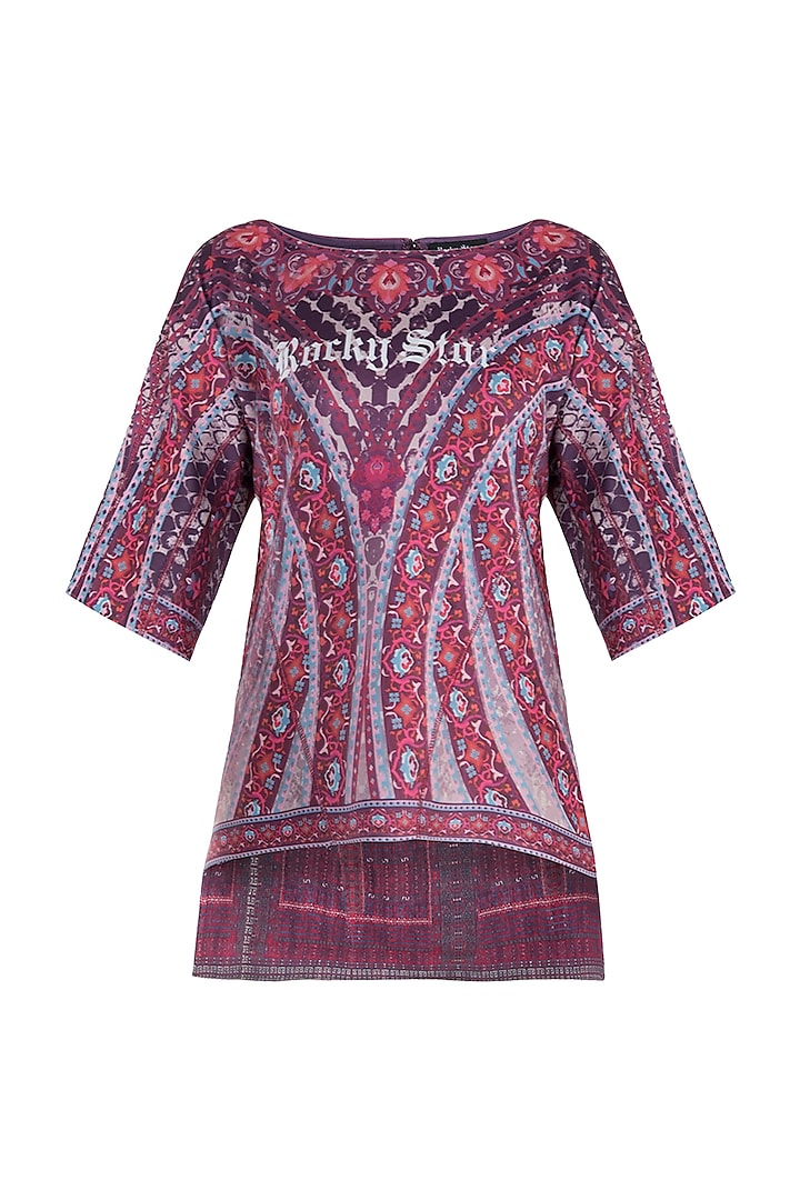 Purple Printed Oversized Top by Rocky Star