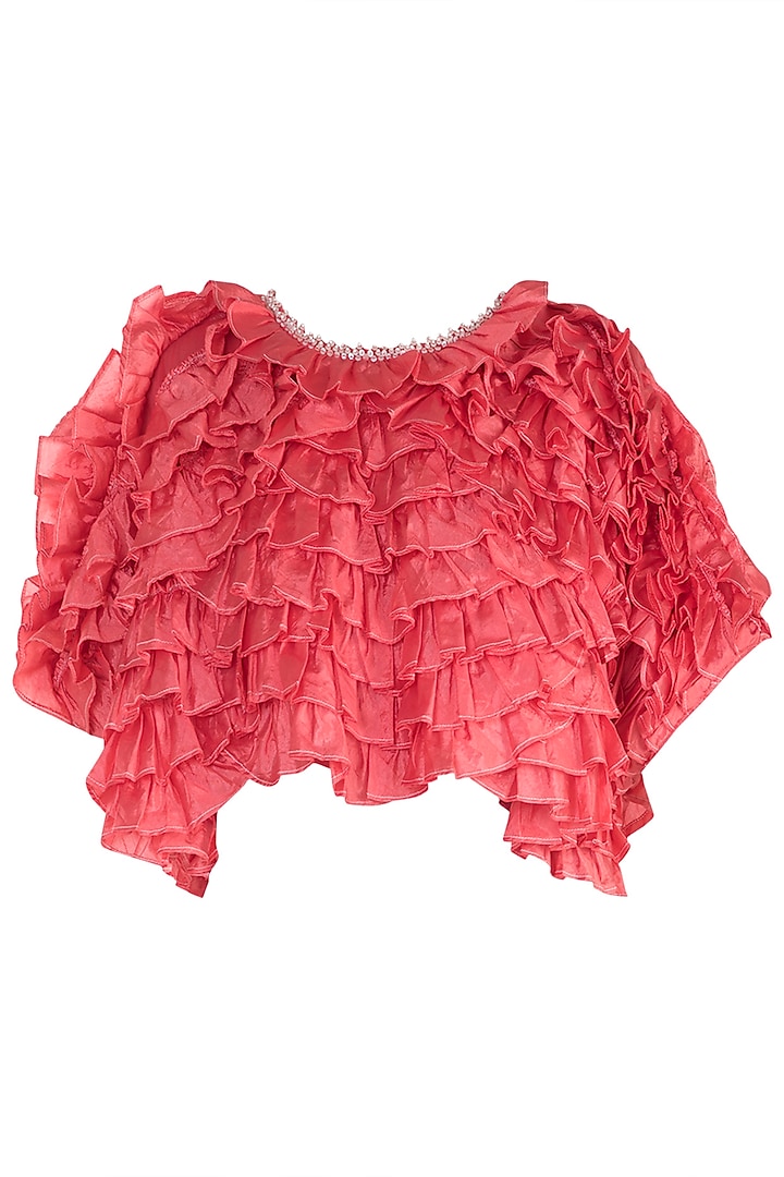 Peach Shell Button Frill Top by Rocky Star