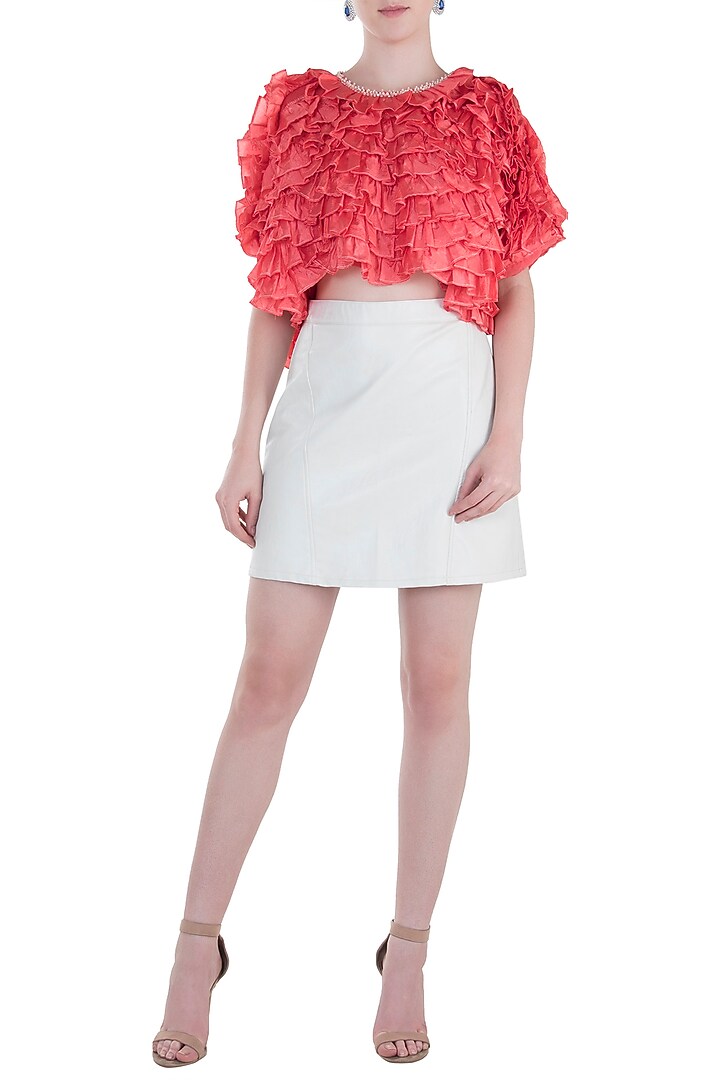 Peach shell button frill top available only at Pernia's Pop Up Shop.