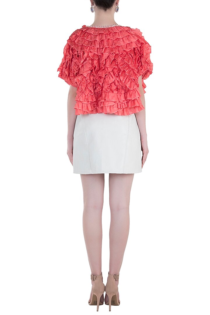 Peach shell button frill top available only at Pernia's Pop Up Shop.
