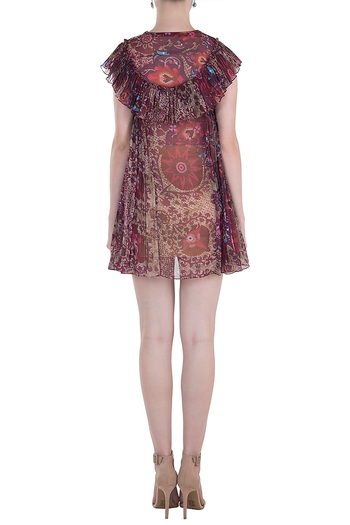 Red printed flared dress available only at Pernia's Pop Up Shop.
