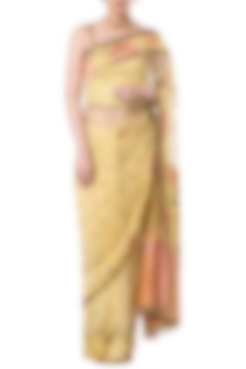 Yellow embroidered saree set by Rocky Star