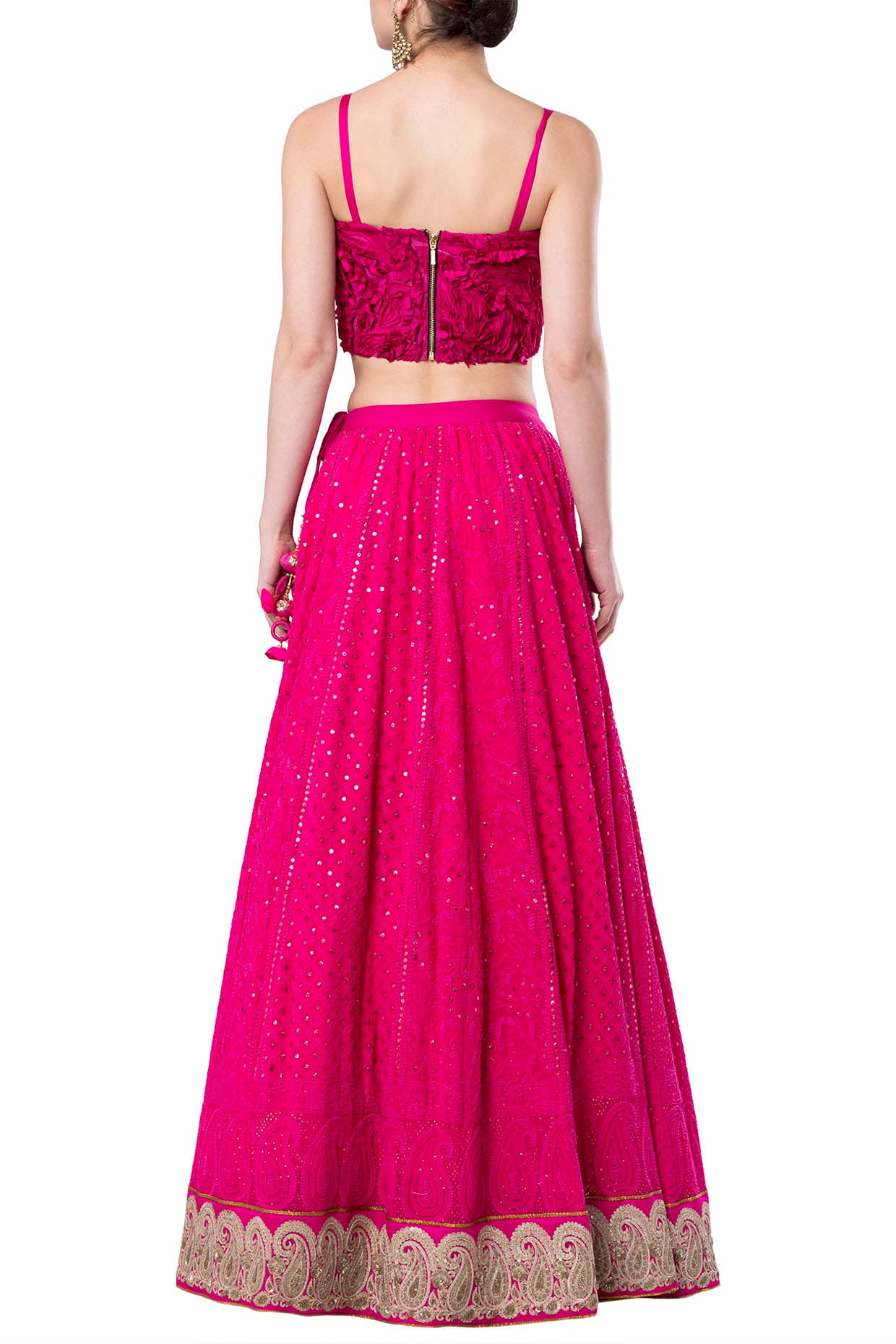 Pink lehenga skirt with crop top Clearance