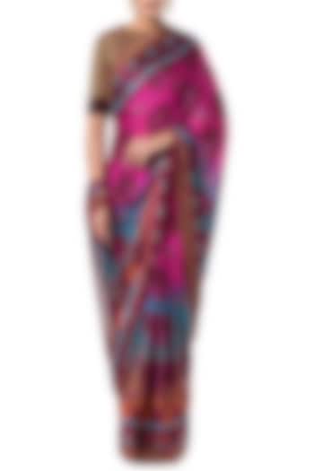 Multicolored printed saree set by Rocky Star