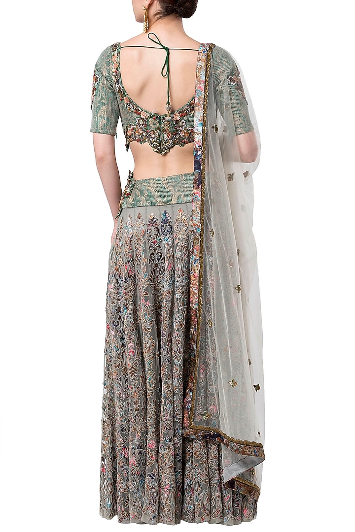 Grey Embroidered Lehenga Set