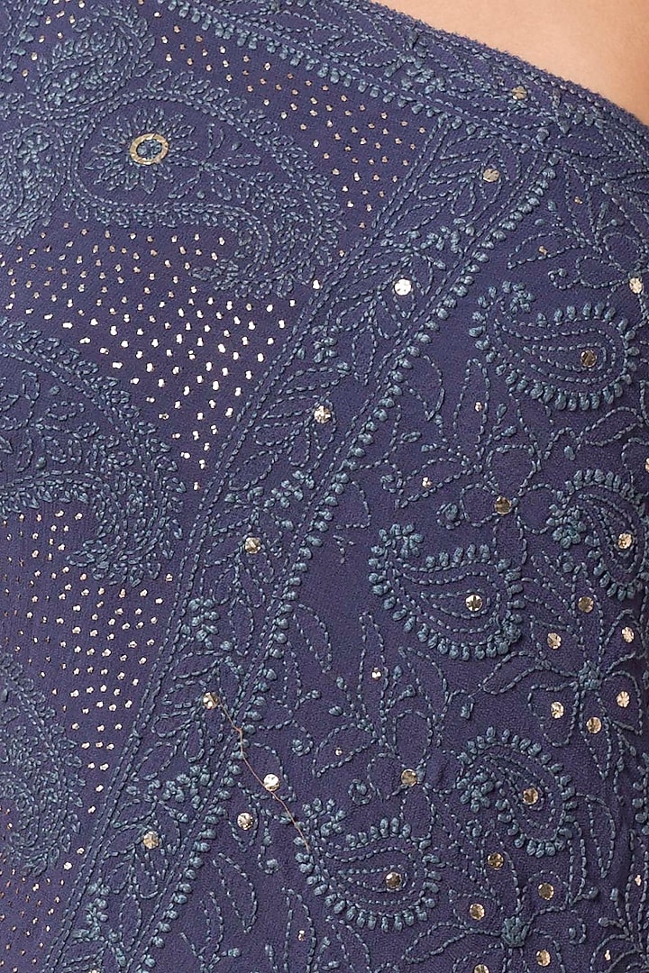 Blue embroidered drape one shoulder Party Wear Dress by Rocky Star at Pernia's Pop Up Shop