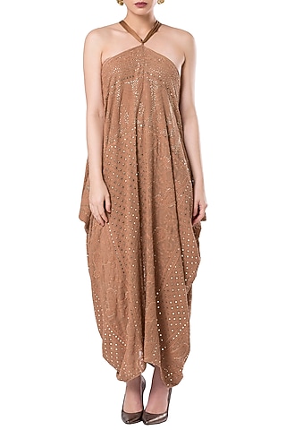 Dusk draped halter dress by Rocky Star