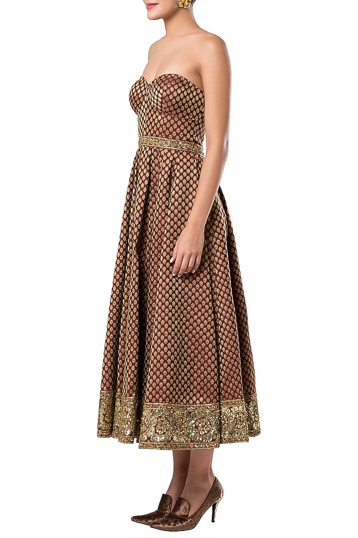 Beige embroidered Party Wear Dress by Rocky Star at Pernia's Pop Up Shop