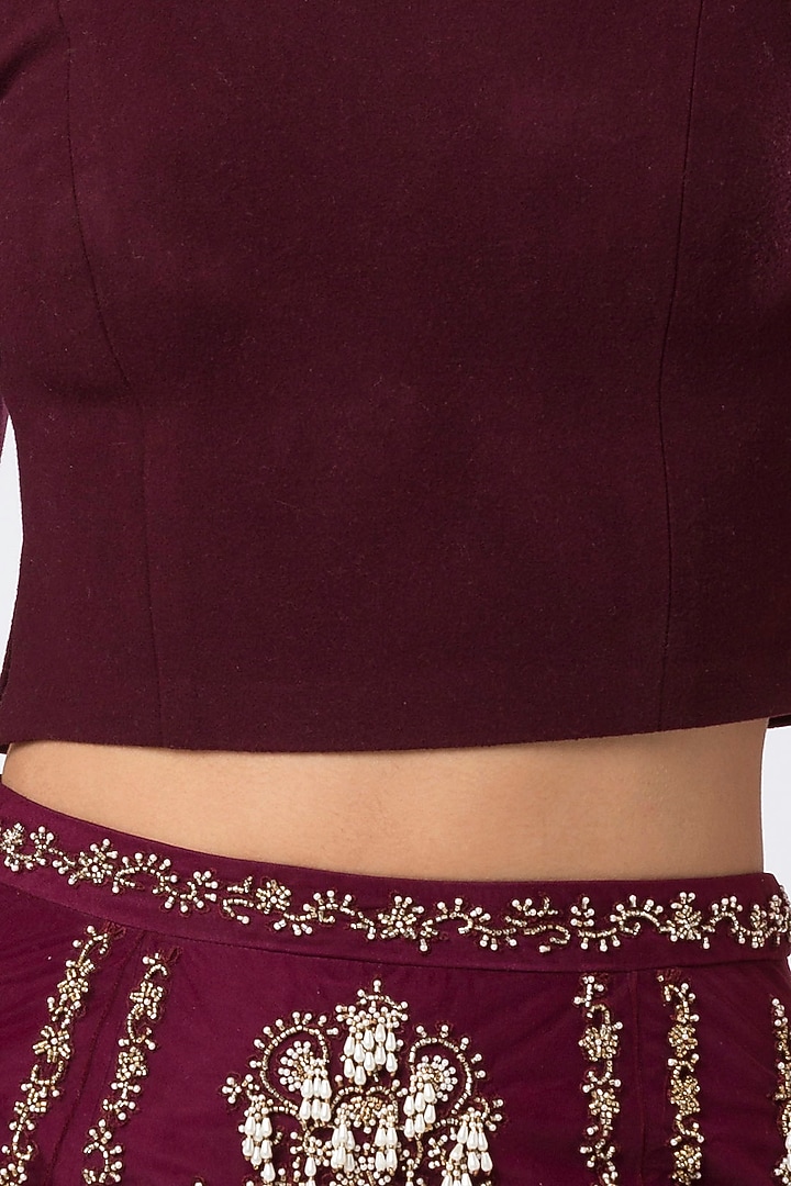 Maroon embroidered crop top by Rocky Star at Pernia's Pop Up Shop