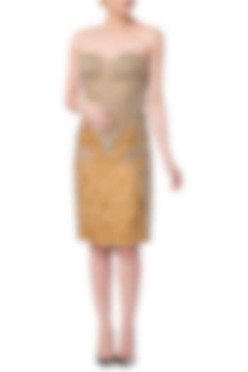 Gold embroidered sheath Party Wear Dress by Rocky Star at Pernia's Pop Up Shop