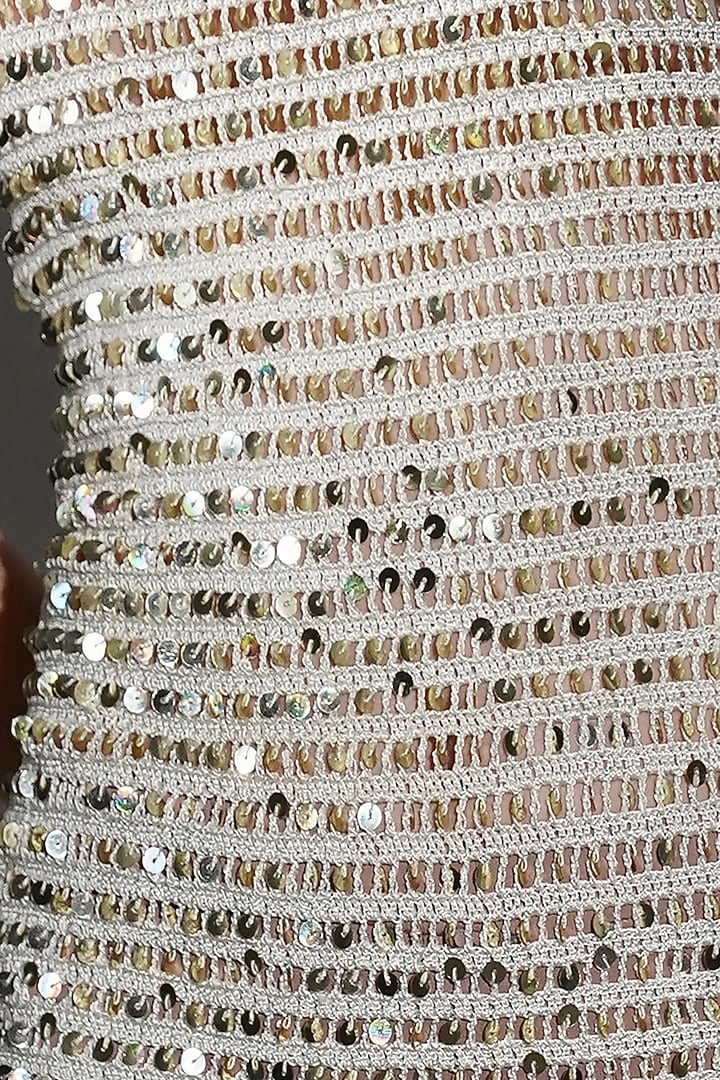 Ivory Polyester Crochet Mini Vacation Dress by Realm by Vaishali at Pernia's Pop Up Shop