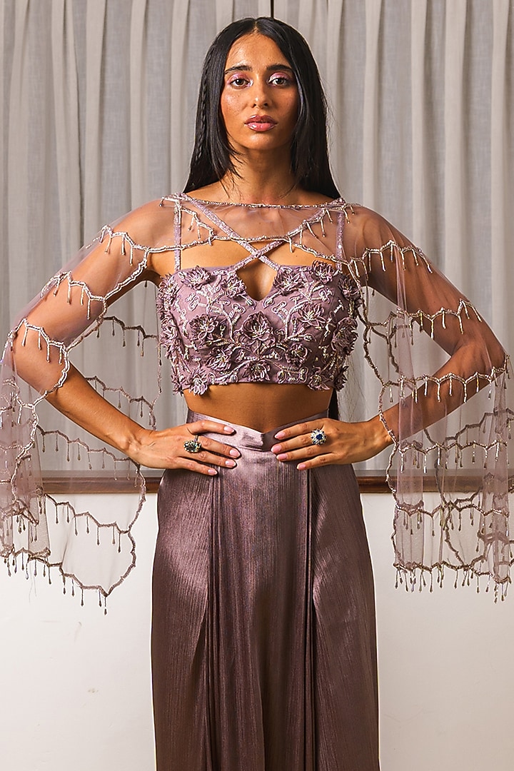 Grape Wrinkle Crepe Co-Ord Set by Rimple Agrawal at Pernia's Pop Up Shop