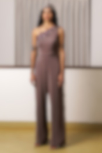 Grape Mercedes Floral 3D Hand Embroidered Jumpsuit by Rimple Agrawal at Pernia's Pop Up Shop