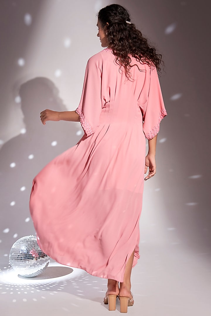 Pink Georgette Embroidered Kaftan by Rimple Agrawal at Pernia's Pop Up Shop